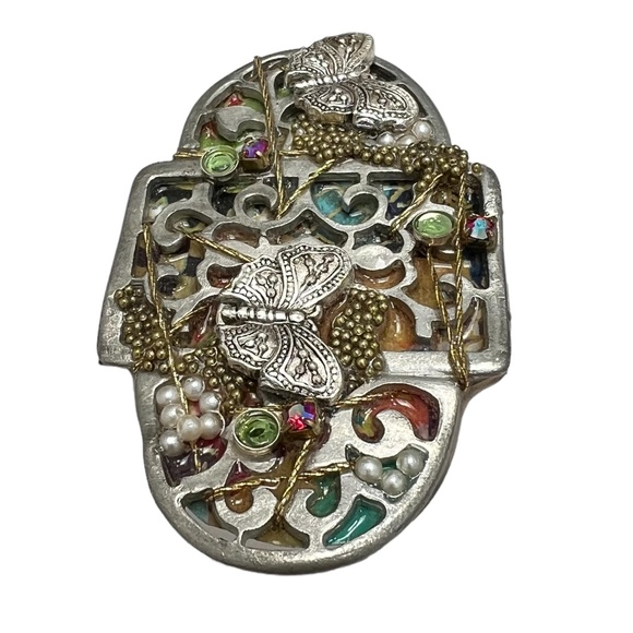 ALICE M SIGNED MIXED MEDIA BUTTERFLY BROOCH - Picture 8 of 16